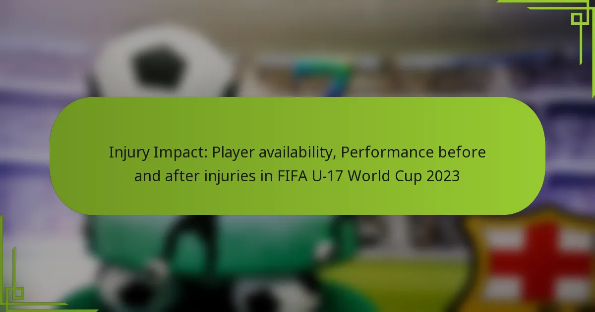 Injury Impact: Player availability, Performance before and after injuries in FIFA U-17 World Cup 2023