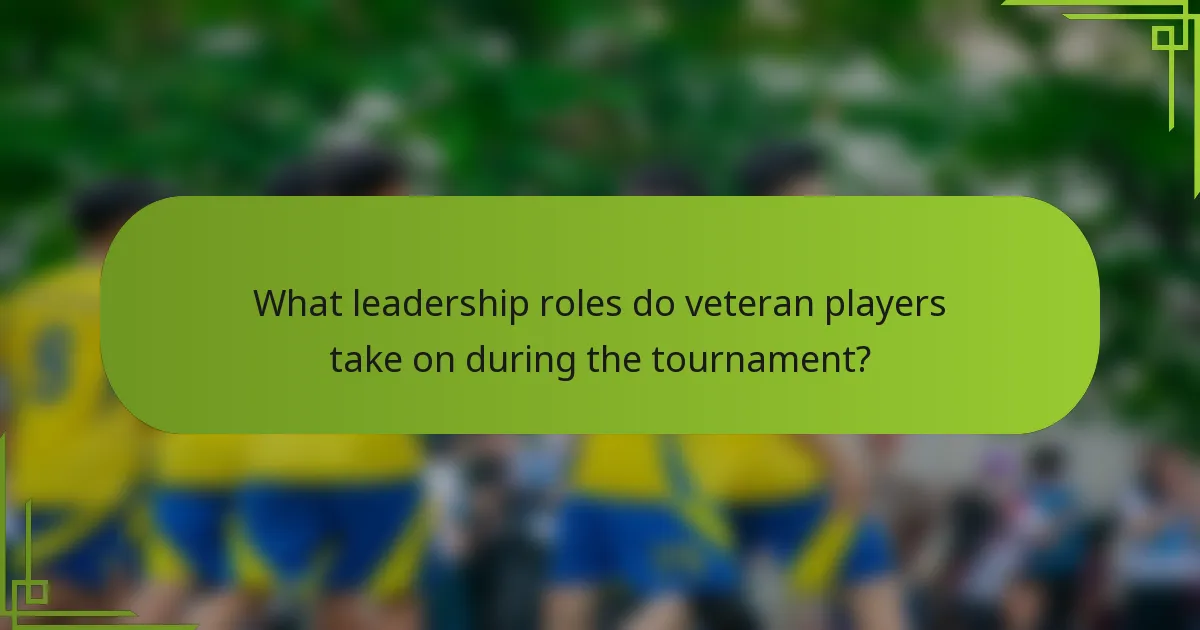 What leadership roles do veteran players take on during the tournament?