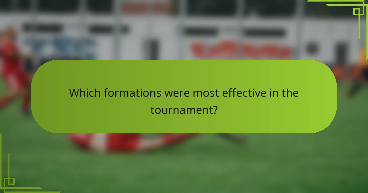 Which formations were most effective in the tournament?